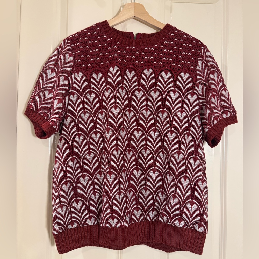 Daniel Rainn Red and White Crew Neck Sweater